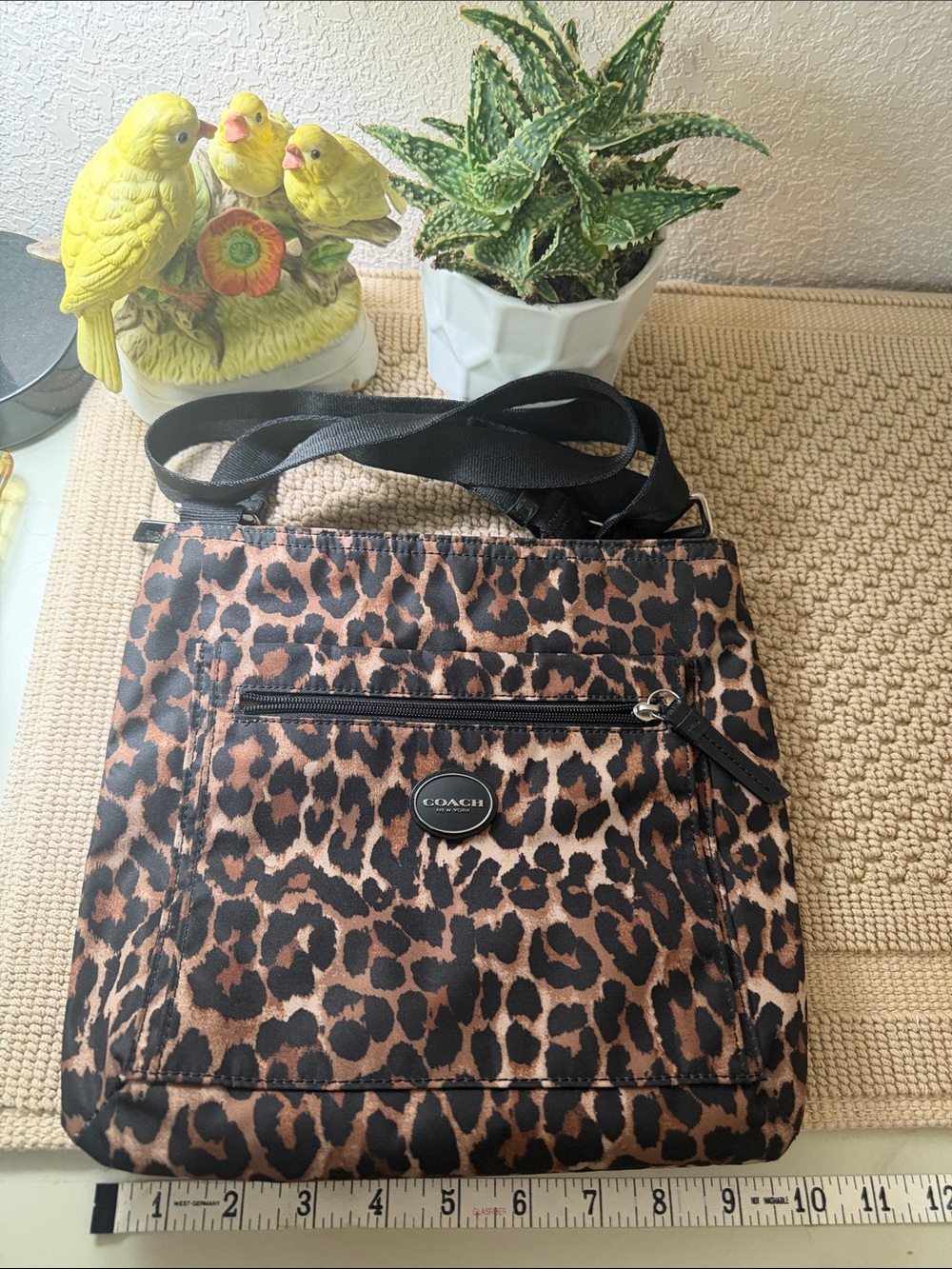 Coach Leopard Print Crossbody Bag in Brown and Black